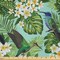 Ambesonne Tropical Fabric by The Yard, Brazilian Rainforest Composition with Branches Plumeria Blooms and Exotic Birds, Decorative Satin Fabric for Home Textiles and Crafts, 5 Yards, Multicolor